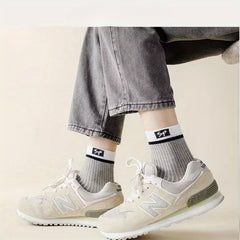 Men's Color Block Crew Socks Breathable Casual Outdoor