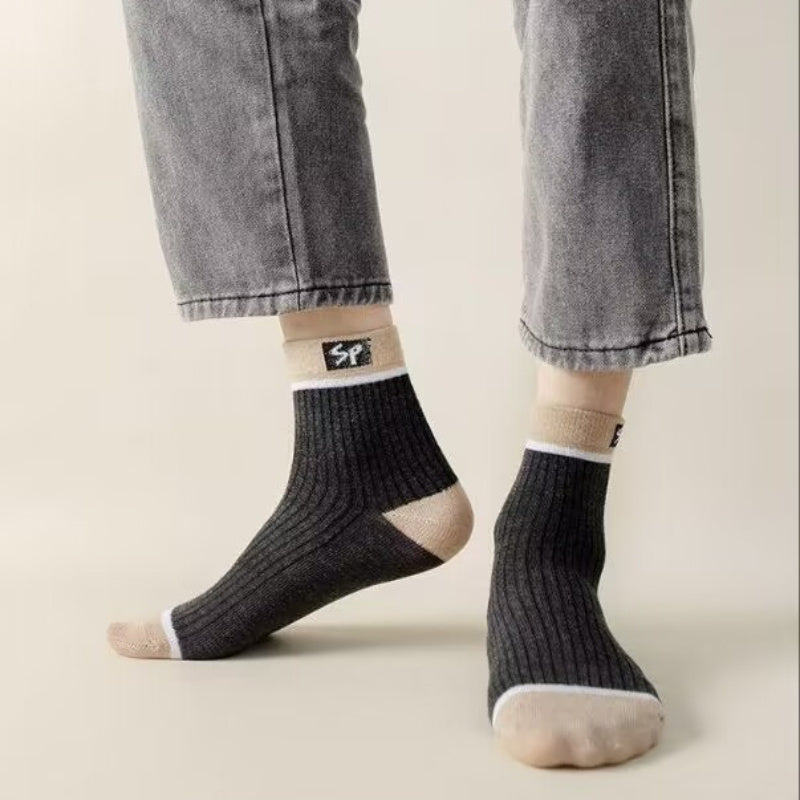 Men's Color Block Crew Socks Breathable Casual Outdoor