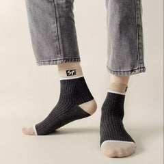 Men's Color Block Crew Socks Breathable Casual Outdoor