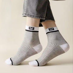 Men's Color Block Crew Socks Breathable Casual Outdoor