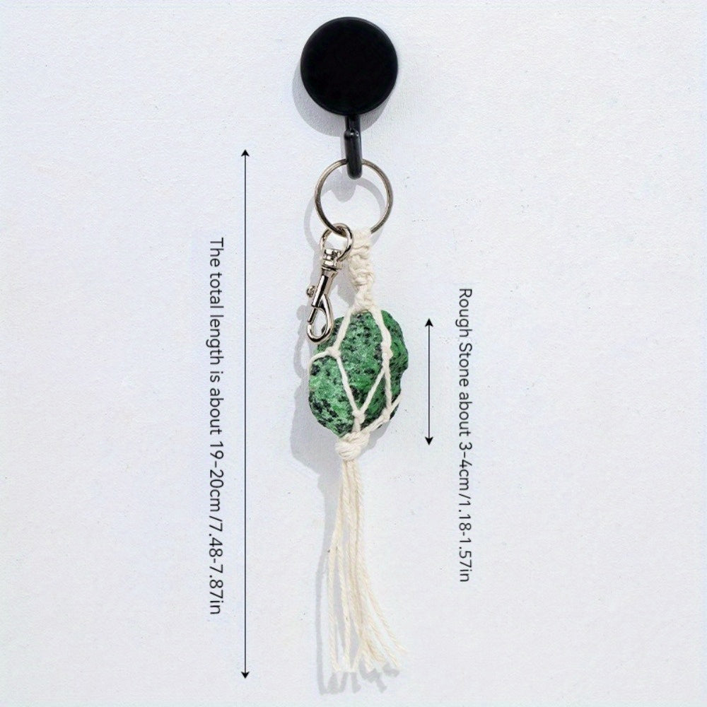 4pcs Amethyst Raw Stone Key Chain Pendant