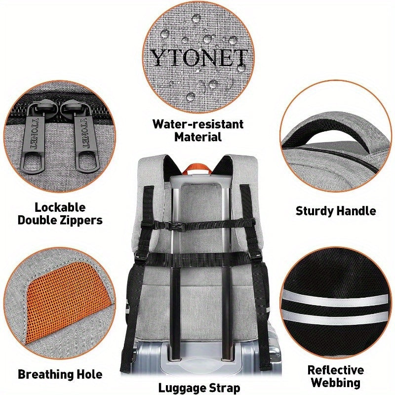 Large Capacity Gym Backpack with Shoe Compartment and USB Port Water Resistant