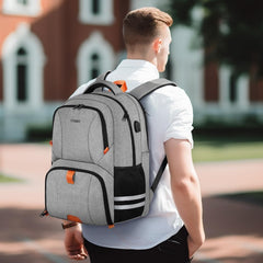 Large Capacity Gym Backpack with Shoe Compartment and USB Port Water Resistant
