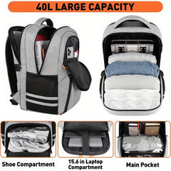 Large Capacity Gym Backpack with Shoe Compartment and USB Port Water Resistant