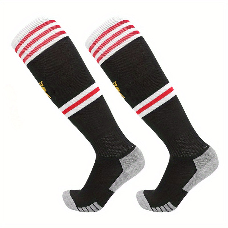 Teen's Over Knee Striped Sport Socks for Football Running