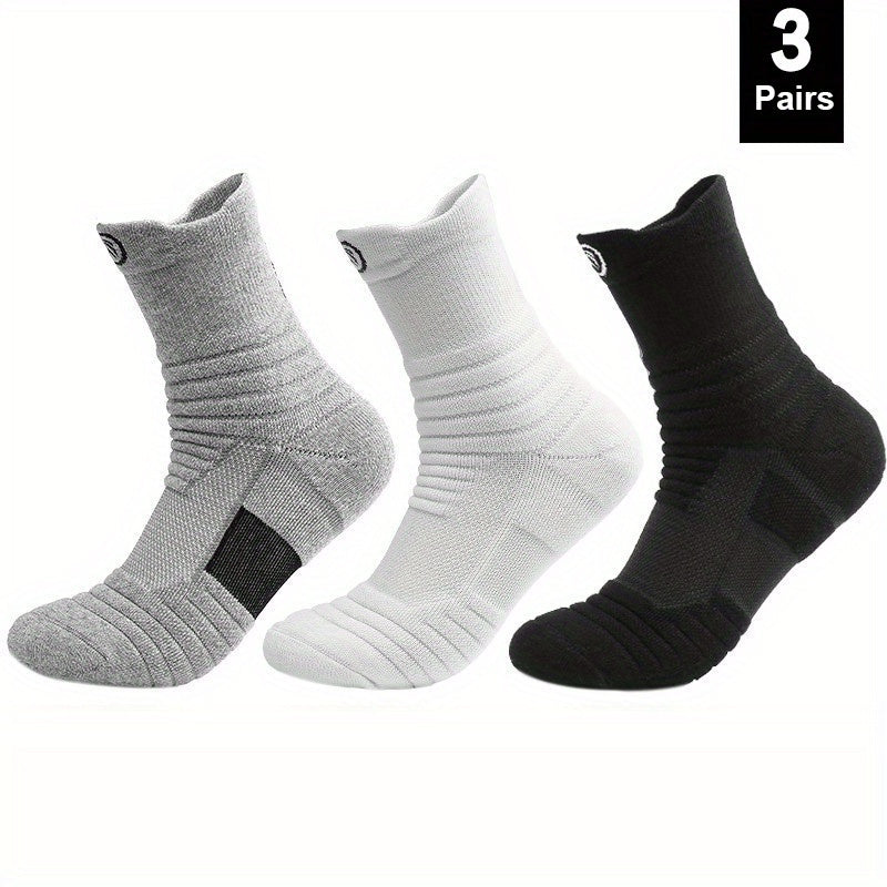 3 Pairs Teenage Mid Crew Sport Socks - Sweat Absorbing, Comfy, Breathable