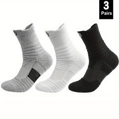 3 Pairs Teenage Mid Crew Sport Socks - Sweat Absorbing, Comfy, Breathable