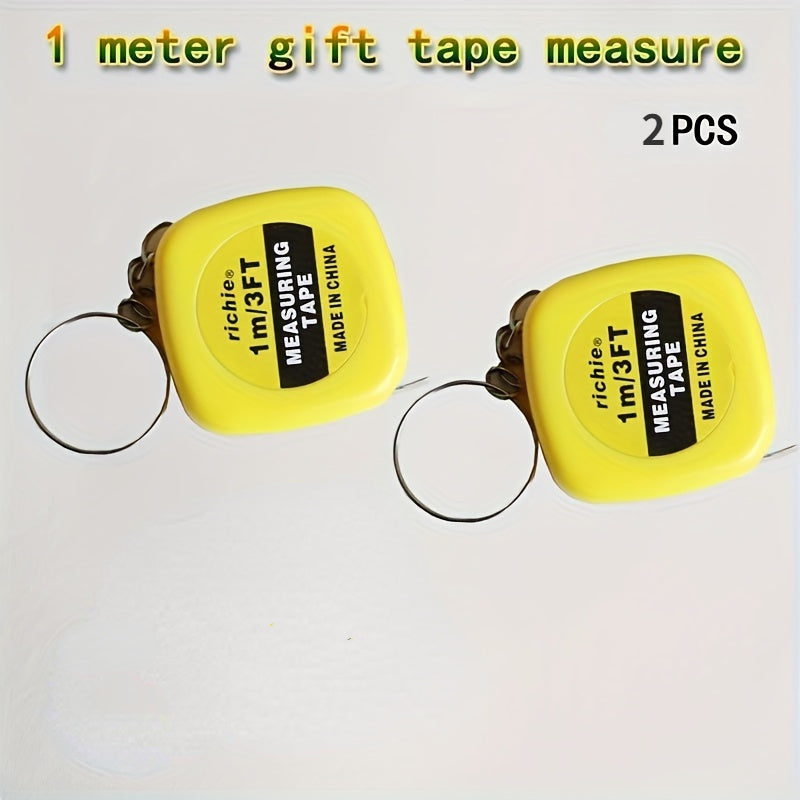 2pcs Small Steel Tape Measure Keychain 100cm Stainless Steel Small Ruler