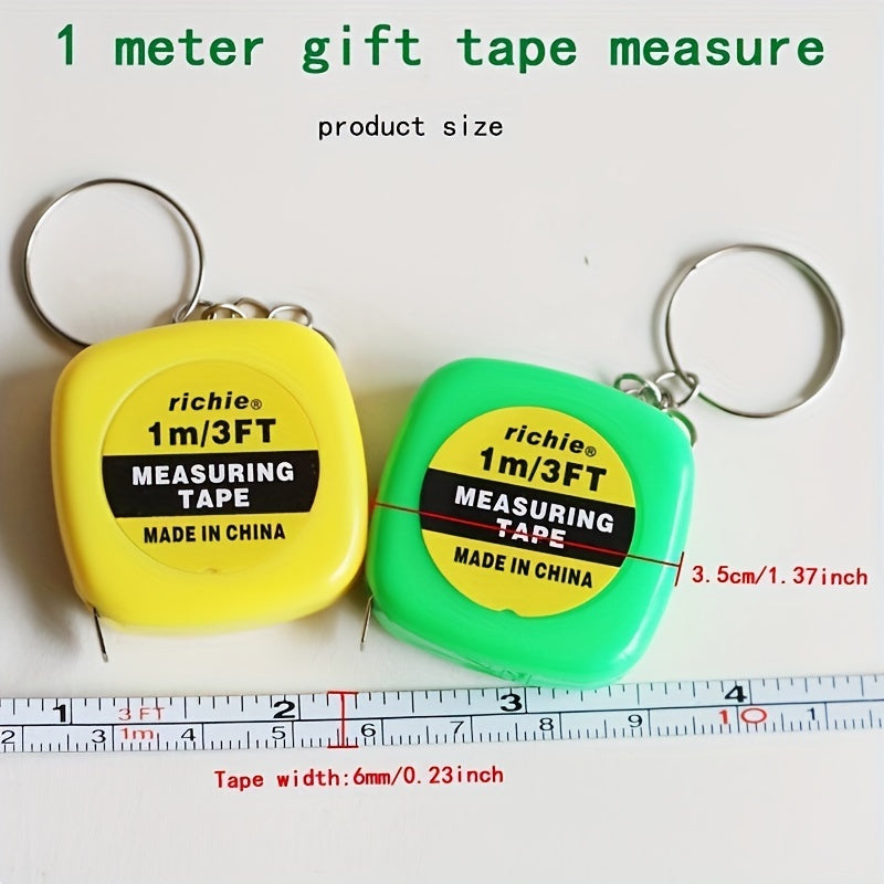 2pcs Small Steel Tape Measure Keychain 100cm Stainless Steel Small Ruler