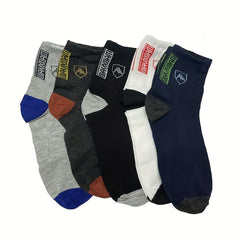5 Pairs Teen's Mid Crew Sport Socks for Men Basketball Training Running