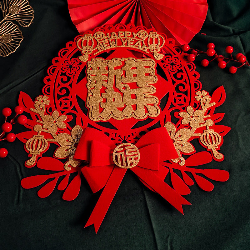 Chinese New Year Couplets Decorations 3D Bows Blessing Stickers