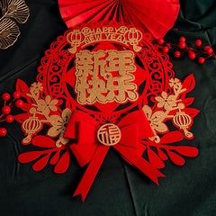 Chinese New Year Couplets Decorations 3D Bows Blessing Stickers