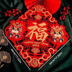 Chinese New Year Couplets Decorations 3D Bows Blessing Stickers