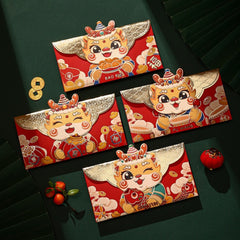 4pcs Chinese Dragon Red Envelope Luck Money Bag Year Blessing