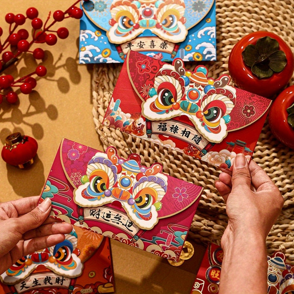 4pcs Chinese Dragon Red Envelope Luck Money Bag Year Blessing