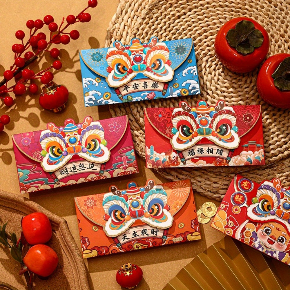 4pcs Chinese Dragon Red Envelope Luck Money Bag Year Blessing