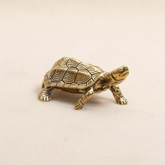 Vintage Brass Tortoise Statue Solid Copper Turtle Figurine Desktop Home Decor