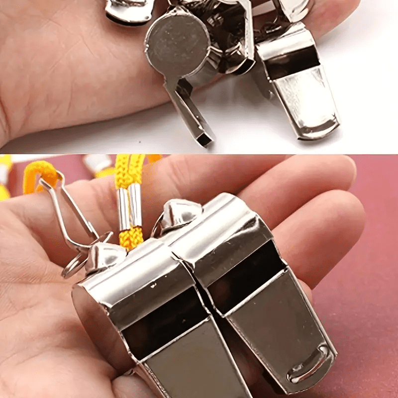 10pcs Referee Whistle With Lanyard Stainless Steel Sports Whistle