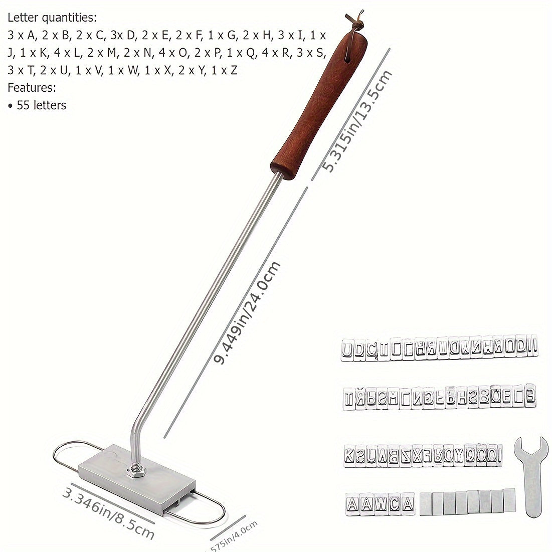 1pc BBQ Branding Iron 55 Letters DIY Barbecue Tool Letter Printed BBQ