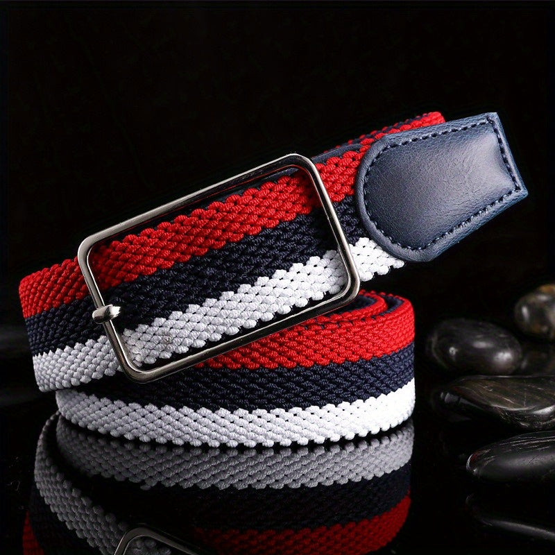 Elastic Polyester Men's Belt w/ Pin Buckle Braided