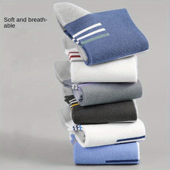 4pairs Men's Striped Quarter Socks Casual Sports Sweat-absorbing Breathable