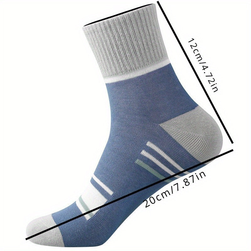 4pairs Men's Striped Quarter Socks Casual Sports Sweat-absorbing Breathable