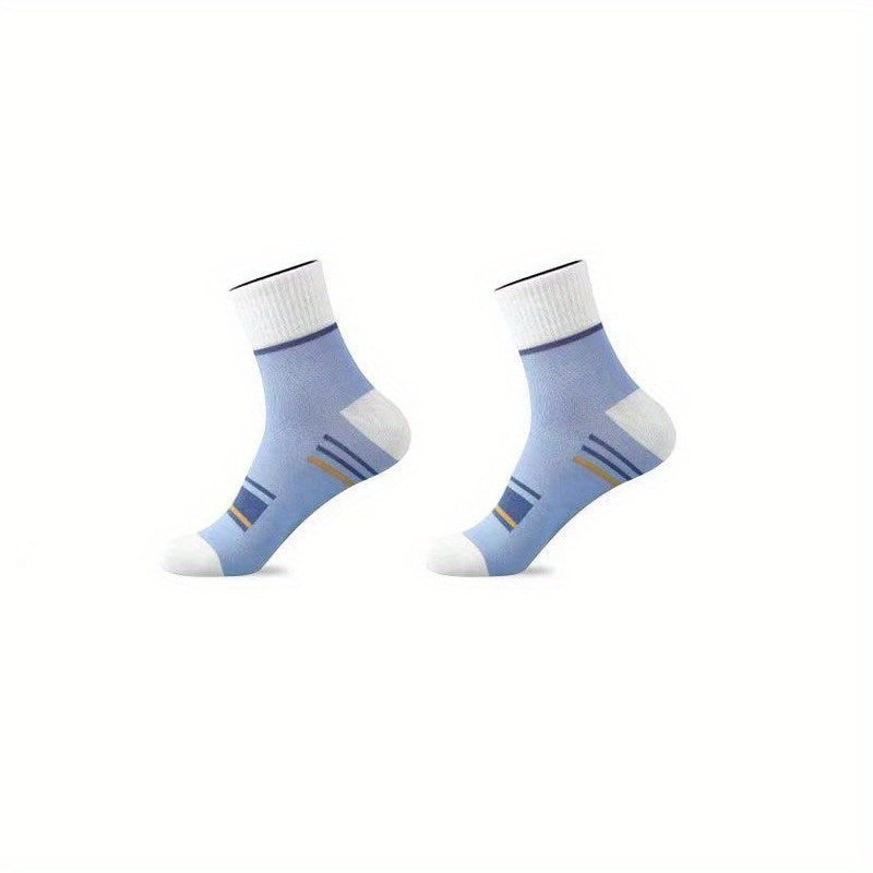 4pairs Men's Striped Quarter Socks Casual Sports Sweat-absorbing Breathable