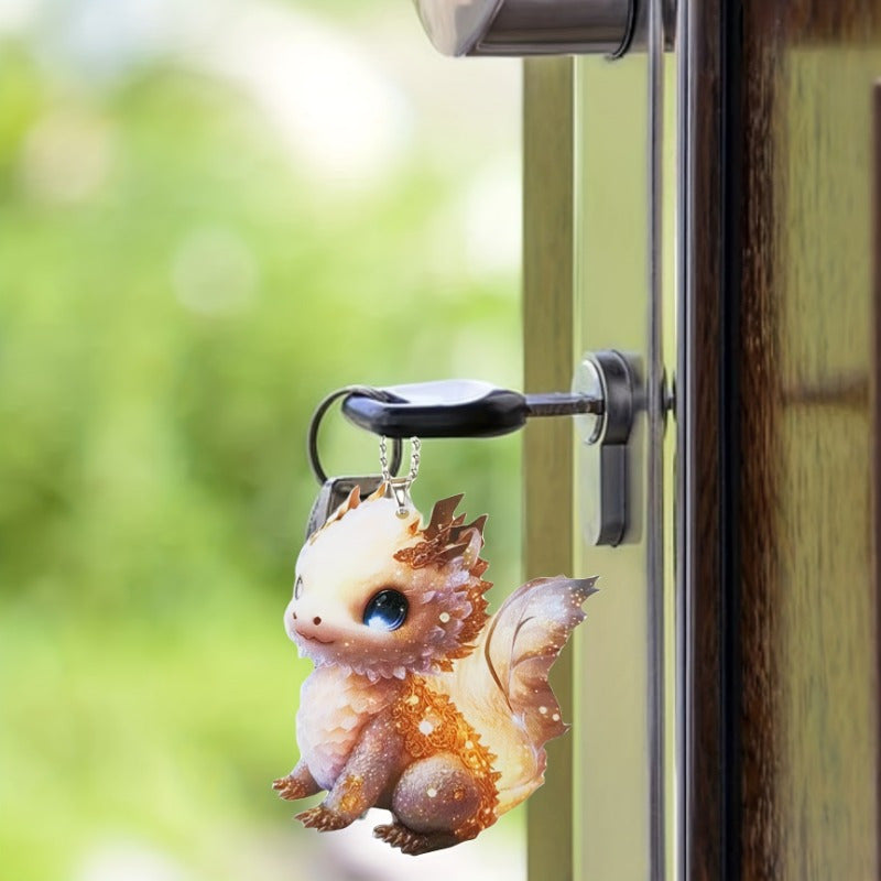 Golden Dragon Keychain Pendant for Car Keys Wallet
