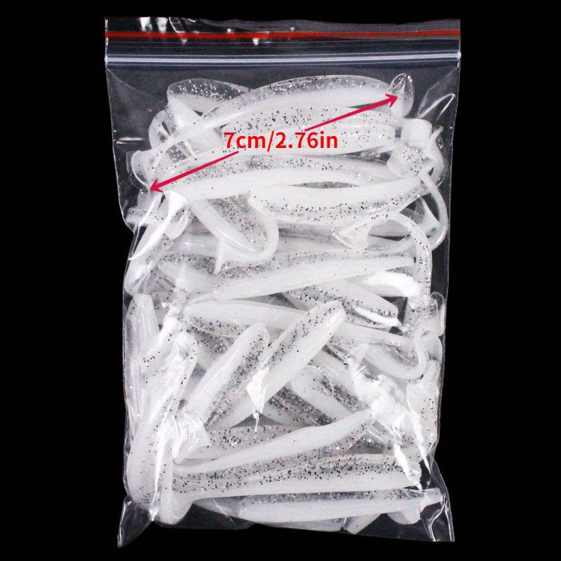 50pcs 7 T tail Fishing Lure Dual T tail Soft Lure Fishing Swimbait