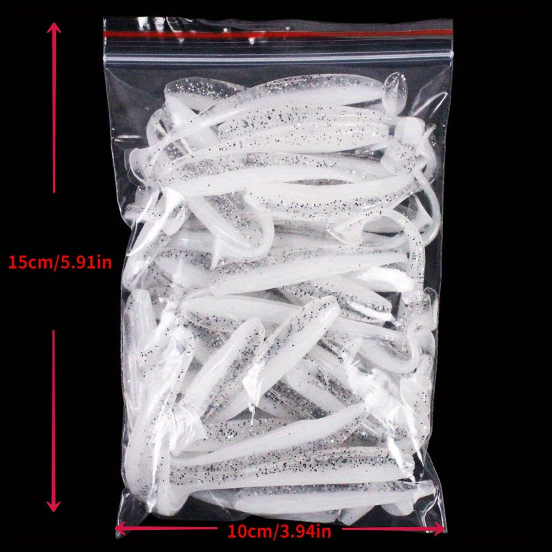 50pcs 7 T tail Fishing Lure Dual T tail Soft Lure Fishing Swimbait