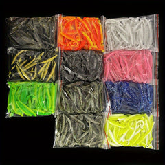 50pcs 7 T tail Fishing Lure Dual T tail Soft Lure Fishing Swimbait