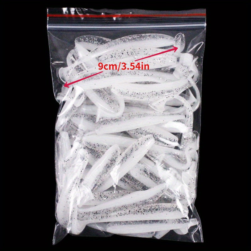 50pcs 7 T tail Fishing Lure Dual T tail Soft Lure Fishing Swimbait
