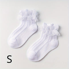 3 Pairs Girls Lace Ruffle Socks for Summer Spring Autumn