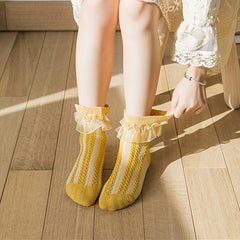 3 Pairs Girls Lace Ruffle Socks for Summer Spring Autumn