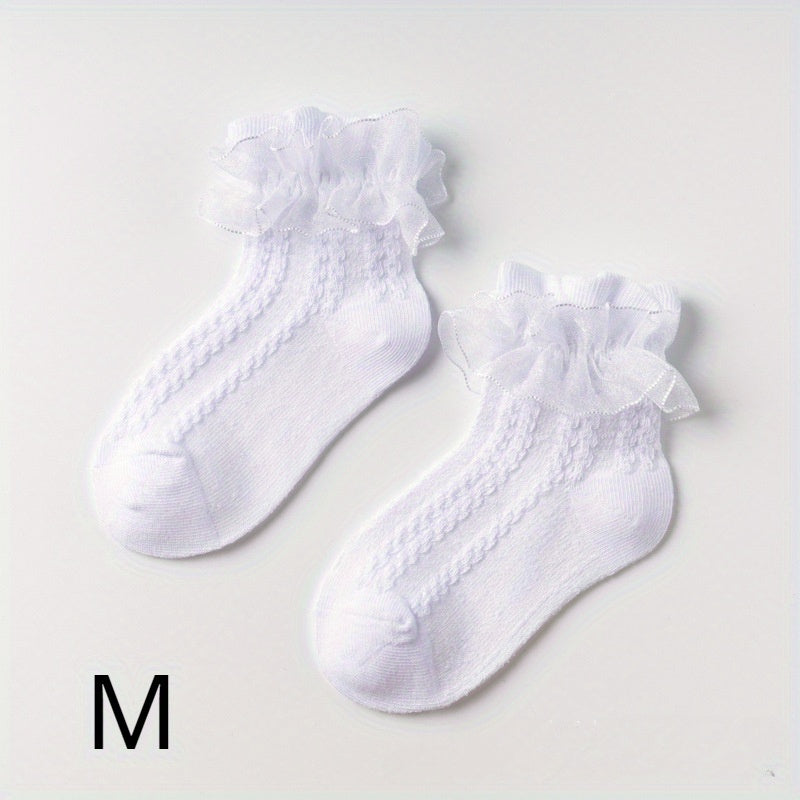 3 Pairs Girls Lace Ruffle Socks for Summer Spring Autumn