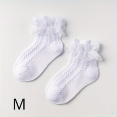 3 Pairs Girls Lace Ruffle Socks for Summer Spring Autumn
