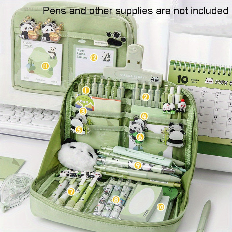 Large Capacity Pencil Case Stationery Storage Bag Box Layered Pencil Bag