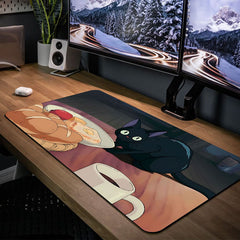 Anime Cat Mouse Pad Large Desk Mat Double Side PU Leather Non Slip Waterproof