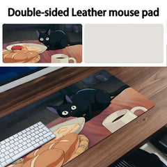 Anime Cat Mouse Pad Large Desk Mat Double Side PU Leather Non Slip Waterproof