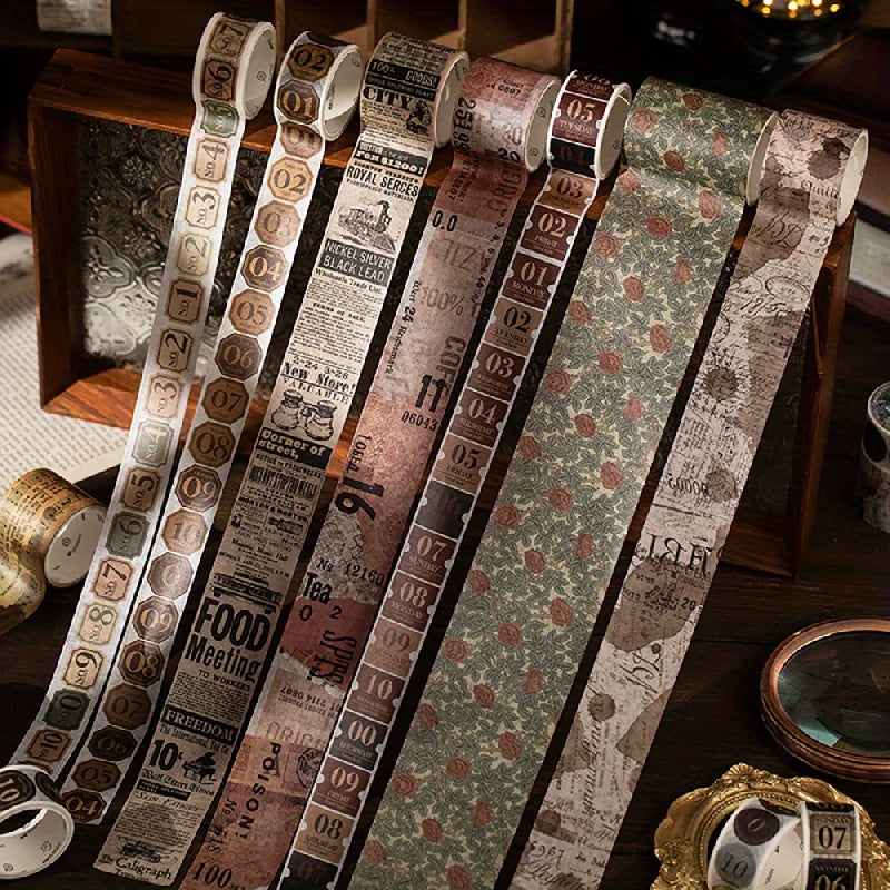 Vintage Washi Tape Set 3 Rolls Box Old Yard Series