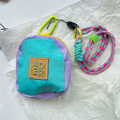 Canvas Coin Purse Keychain Lipstick Storage Bag with Rope