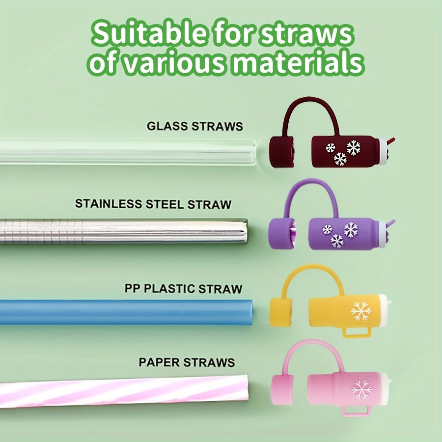 Silicone Straw Tip Covers Reusable Straw Cap Dust Proof for 1pc F