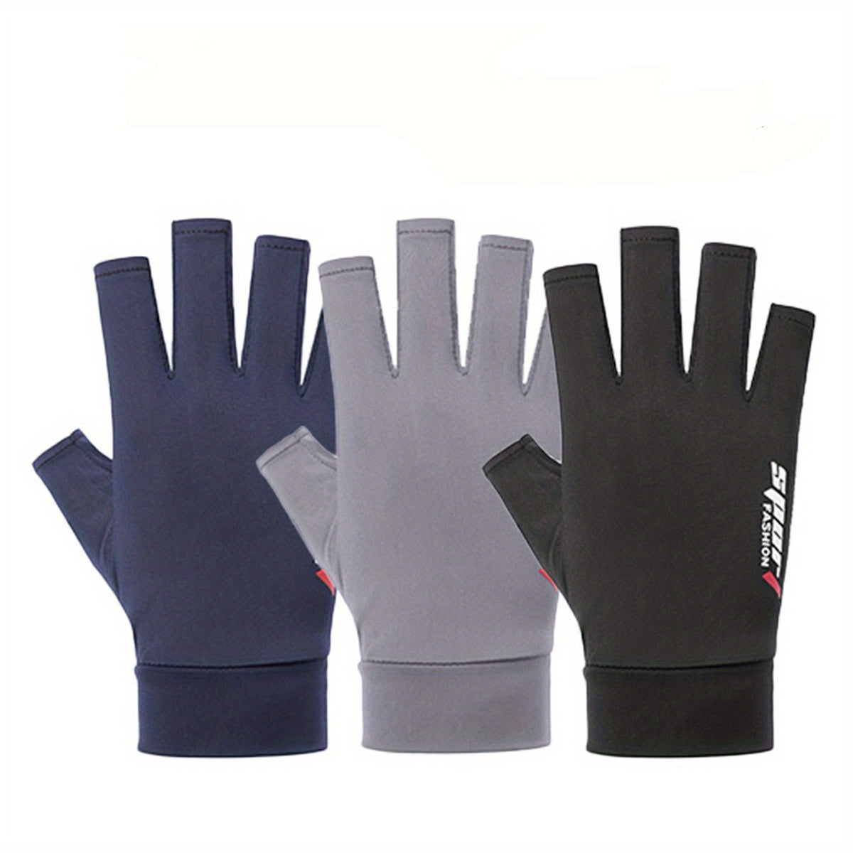 Summer Half Finger Ice Silk Cycling Gloves UV Resistant