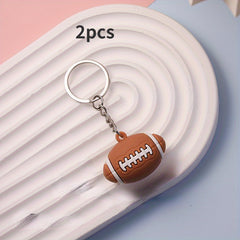 2pcs Mini Football Basketball Keychain Bag Charm Pendant Birthday