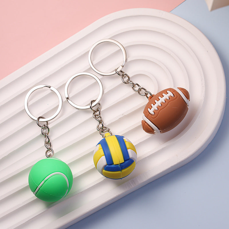 2pcs Mini Football Basketball Keychain Bag Charm Pendant Birthday