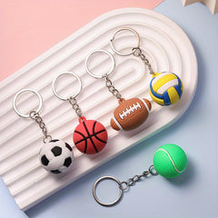 2pcs Mini Football Basketball Keychain Bag Charm Pendant Birthday