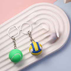2pcs Mini Football Basketball Keychain Bag Charm Pendant Birthday