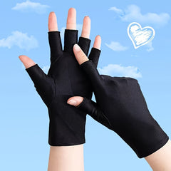 2 pairs Solid Elastic Half Finger Gloves Outdoor Sunscreen UV Protection