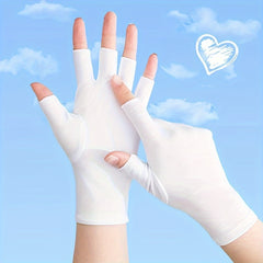 2 pairs Solid Elastic Half Finger Gloves Outdoor Sunscreen UV Protection