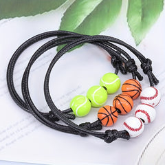 Ball Sports Bracelet With Charm - Adjustable Woven Rope Bracelet